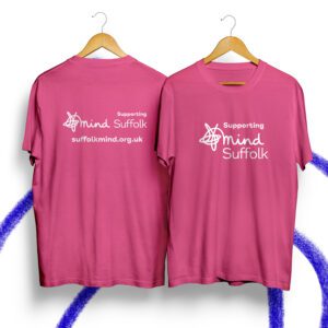 Supporting Suffolk Mind pink t shirt
